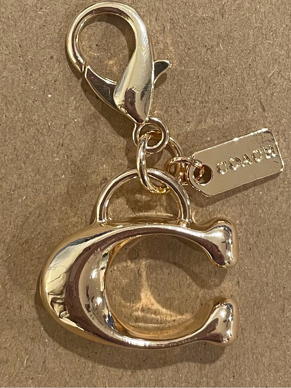 Coach Gold 'C' Logo Charm with Lobster Clasp